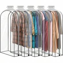 5 Pack 60" All Clear Garment Bags For Hanging Clothes Storage, 10" Gusseted Large Capacity Garment Rack Cover, Large Hanging Clothing Bag For Dress Gowns, Coats, Suit, Down Jacket - 5 Pack 60" - View 1