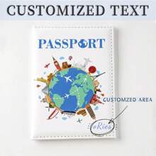 Capa Personalizada de Mapa Cartoon Impresso em Cores, Proteção de Passaporte, Porta-Documentos Multifuncional, Porta-Passagem Aérea, Capa de Passaporte e Tag de Bagagem, Presentes de Festa de Casamento