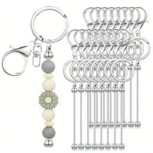 4/9/16pcs Beading Keychain Findings, Zinc Alloy Blank Beading Keychain DIY Accessory Kit For Pendant Bead Keychain Making, Jewelry Making, Gift
