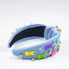 1pc Easter Women's Fabric Headband With Colorful Rabbit & Crystal Knot Decors, Suitable For Everyday Outings,Hairband,Hair Hoop