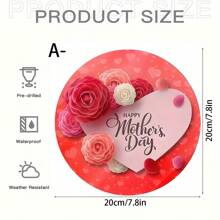 1 Señal de madera con diseño de corazón "Feliz Día de la Madre", patrón floral rojo, decoración rústica de pared para el hogar y el jardín, ideal para el Día de la Madre, cumpleaños y aniversarios, sin necesidad de electricidad