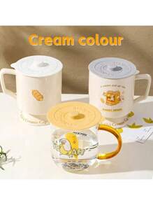 1 paquete de tapas de silicona para tazas - Tapas universales a prueba de polvo para tazas, tazas de té, vasos - Estilo nórdico gris, amarillo, negro, blanco y otros - Para uso en oficina y hogar - Regalo perfecto para familia, colegas, amigos - Ideal para Halloween, Navidad