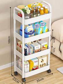 1 pezzo, carrello piccolo, scaffale di stoccaggio, quattro livelli, grande capacità, scaffale di stoccaggio mobile, multifunzionale, camera da letto, dormitorio, con ruote, scaffale di stoccaggio, scaffale per spuntino, per il soggiorno