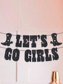1 Set Let's Go Glitter Banner - Silver, 5 Ft. | Bachelorette Party Decorations, Cowgirl Birthday, Last Rodeo Backdrop, Nashville, Cow Rodeo Theme