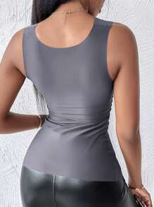 ChicMe ContourX U Neck Shapewear Built-In Bra Tank High Strechy Sleeveless Slim Fit Tops Camisole - Grey - View 2