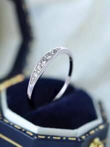 1pc 925 Sterling Silver Diamond Studded Ring For Women Fine Ladies Jewelery Gift Women Dating Wear