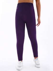 Women Plus Size Purple Leggings, Casual European & American Style, Outdoor Sports & Fitness Pants, Simple, Soft, Comfortable, High Elasticity, Body-Hugging, For Home, Yoga, Beach, Music Festival, Camping, Hiking, Cycling, Stretching, Cropped, Spring/Summer