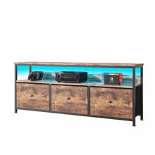 Creahappy TV Cabinet - TV Cabinet With 3 Fabric Drawers And Open Compartment - TV Stand For Living Room - Dining Room And Bedroom - Vintage Brown And Black - Nâu và đen cổ điển - Xem 4