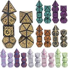 7pcs Polyhedron Digital Dice Set Engraved With Textures Pattern Dice D4-D20 For D&D Game And Funny Entertainment Board Games