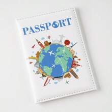 Capa Personalizada de Mapa Cartoon Impresso em Cores, Proteção de Passaporte, Porta-Documentos Multifuncional, Porta-Passagem Aérea, Capa de Passaporte e Tag de Bagagem, Presentes de Festa de Casamento