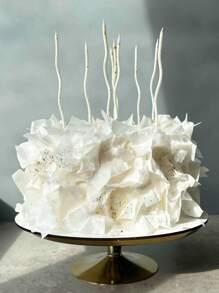 6 件白色圆点飞溅图案波浪形生日蛋糕蜡烛 - 白色 - 查看 4