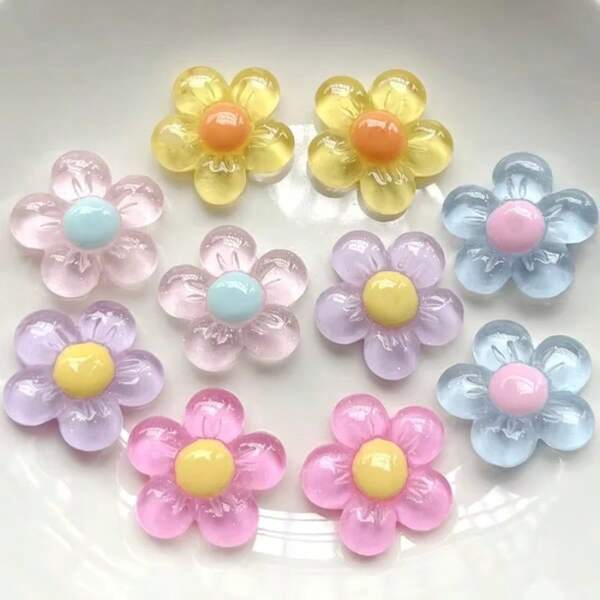 10Pcs New Cute 20mm Resin Floret Flat Back Cabochon Scrapbook Kawaii DIY Embellishments Accessories