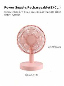 AOYI 1 pezzo Ventilatore da scrivania oscillante ricaricabile con motore brushless a 3 velocità regolabili, funzione telescopica e cavo di ricarica, silenzioso