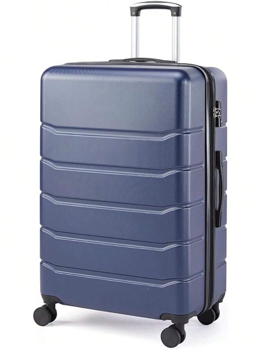豪华28英寸硬壳登机箱，带双万向轮和TSA海关锁，硬壳，可扩展，轻便，黑色行李箱，拉杆箱，万向轮行李箱，旅行行李箱，硬壳行李箱，登机箱，带轮行李箱，男士女士旅行必备，度假，商务出行，大容量旅行必备，旅行配件，旅行收纳整理，旅行用品 - 藍色 - 查看 1