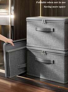 Large-Capacity Foldable Storage Box With Lid, Household Wardrobe Folding Storage Bin, Clothes & Bedding Organizer Box