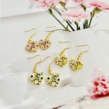 1 pieza Pendientes colgantes con forma de corazón y flor hueca, joyería de la serie del amor