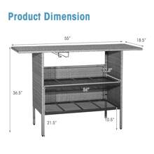 Lifezeal Patio Rattan Wicker Bar Height Counter Table Storage Shelf Rail Garden Mix Gray - Mix Gray - View 3