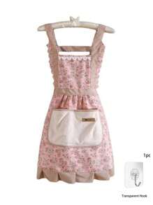 Home & Living,Kitchen & Dining,Kitchen Tools & Gadgets,Canvas Floral Hand Wipe Apron,Kitchen Home Cooking Oil And Stain Resistant Apron,Cooking Apron,Adjustable Belt,Hand Wipe,Breathable Fabric,Cute Floral Apron,Suitable For Kitchen And Bathroom,Household Supplies - Multicolor - View 12