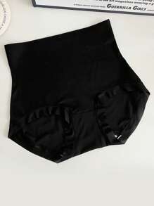 1 件装双层弹力交叉压缩腰部无缝三角裤，高腰塑形轻质透气网眼腹部和臀部塑形短裤，女式