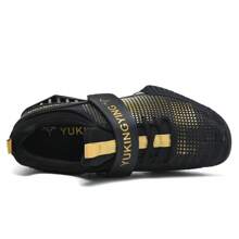 Men's Professional Non-Slip Weightlifting Shoes, Bracing High-Top Squat Deadlift Sneakers With Hook And Loop Strap