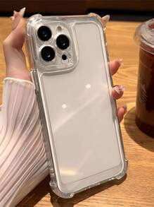 1 pieza Funda de teléfono transparente con borde completo antideslizante y antigolpes, compatible con iPhone 11/12/13/14/15/16 Pro Max