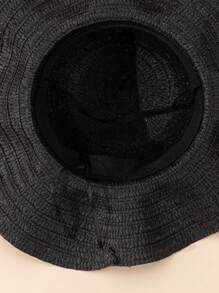 1pc Girls' Tulle Faux Pearl Bow Decor Cute Casual Khaki Wavy Straw Hat/Sun Hat, Suitable For Outdoor, Daily Wear, Beach Holiday, Children's Gift, Party, Wedding, Eid Al-Adha Gift