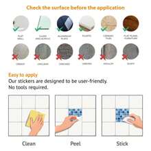 WALPLUS 24/48/72/96/120 Mother Pearl Blue Jewel Tile Stickers For Kitchen 15cm X 15cm Peel And Stick Wall Tiles, Removable Stick On Kitchen Tiles, DIY Tile Stickers Bathroom, Water & Heat Resistant Stick On Tiles Peel And Stick Backsplash, Wall Tiles Self Adhesive Tile Stickers Kitchen Renovation - Mother Pearl Blue Jewel - View 8