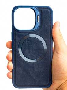 Fashion Luxury Suede Magsafe Premium Velvet Cover Case With Camera Holder For IPhone 11 12 13 14 15 Normal Pro And Pro Max - Màu xanh lam - Xem 1