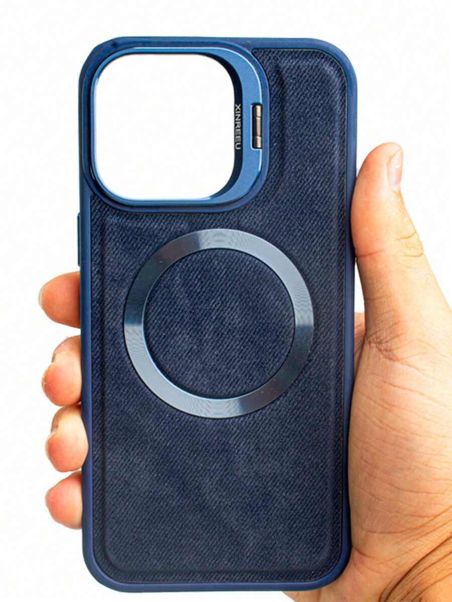 Fashion Luxury Suede Magsafe Premium Velvet Cover Case With Camera Holder For IPhone 11 12 13 14 15 Normal Pro And Pro Max - Màu xanh lam - Xem 1