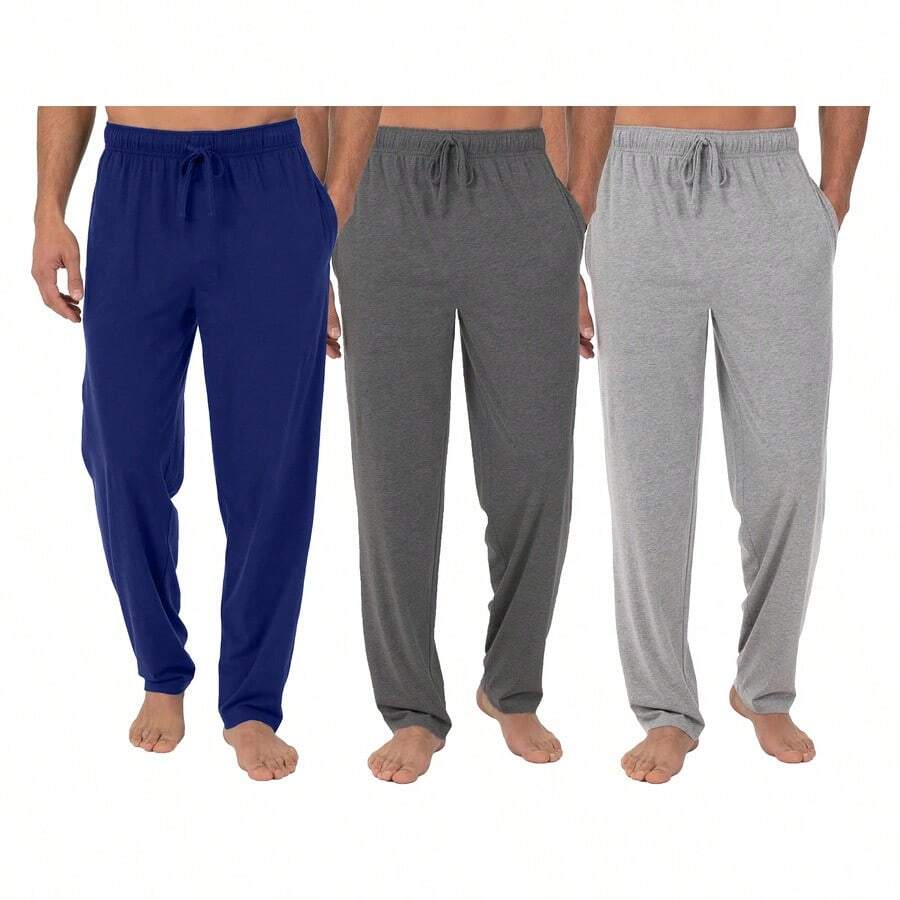 3-Pack Men's Classic Lounge Pajama Pants (S-3XL) - 海軍藍 - 炭灰色 - 希瑟灰色 - 查看 1