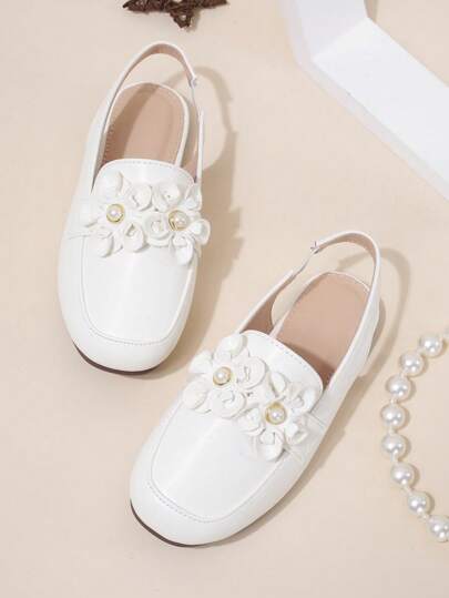 1 Pair Girls PU Soft Sole Non-Slip Closed Toe Flat Sandals, Suitable For Summer