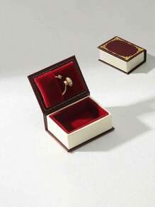 1pc Miniature Book Shaped Ring Box, Cute Couple Jewelry Gift Box For Proposal, Wedding, Valentine's Day, Travel, Home And Office, Portable Jewelry Storage Case Back To School - Multicolor - View 4