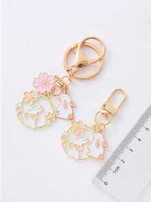 1pc Easter Cute Metal Rabbit Keychain Pink Red Drop Oil Cherry Blossom Rabbit Keychain For Women Gift Bag Purse Wallet Handbags Backpack Earphone Bag