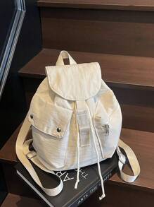 1 件女士尼龙小背包（尺寸：24*26*12 厘米），休闲多口袋抽绳背包，适合购物、户外运动 - 彩色 - 查看 13