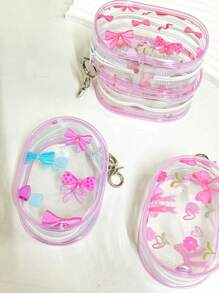 1PC Portable Mini Transparent Zipper Storage Bag, Bag Accessiores Compact Multifunctional Organizer, Headphone And Charger Case With Keychain, Transparent Travel Accessories, Available In Black And White Colors, Exquisite And Compact, Suitable For Storing Small Items, Data Cable Storage Bag, Bracelet Bag, Makeup Bag