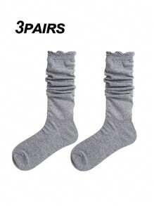 1 Pair/3 Pairs Summer Versatile Bubble Cuff Knee High Socks, Breathable Women Tall Socks, Y2k