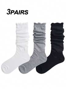 1 Pair/3 Pairs Summer Versatile Bubble Cuff Knee High Socks, Breathable Women Tall Socks, Y2k