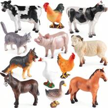 Farm Animal Figures Toys Mini Animal Figurines Farmyard Animal Cake Toppers For Farm Theme Party, Birthday, Easter, Christmas Party Decorations, Kids' Play Figures