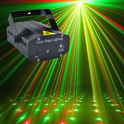 Emslaser 1pc Aluminum Alloy Red&Green Laser Light With Bracket, Voice Control Disco Ball Stage Light For Party Decoration, Indoor Gatherings, Dancing, Birthday, Christmas, Bar, Club