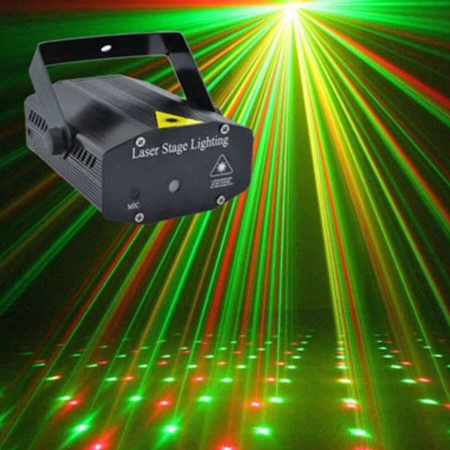 Emslaser 1 件铝合金红绿激光灯带支架，语音控制迪斯科球舞台灯适用于派对装饰、室内聚会、舞蹈、生日、圣诞节、酒吧、俱乐部