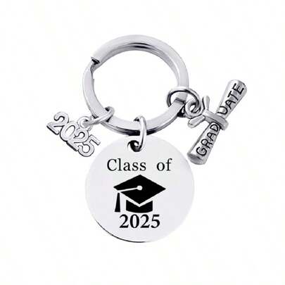 2025 Graduation Souvenir Inspirational Gift "I Graduated Class Of 2025 Senior" Stainless Steel Keychain, Cute Design School Car Accessories Goth Y2k Bag Lanyards With Id Holder Car Accessories Bag Charms