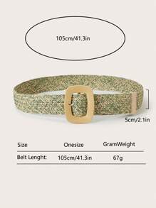 1pc Women Bohemian Style Woven Waist Belt, Featuring Colorful Braiding Design And Fashionable Square Buckle, Perfect Accessory For Dresses, Parties, Casual Wear, And Beach Vacation - Colorful Braided Belt With Square Buckle - View 9