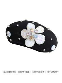 1pc Women's Handmade Botanical Applique Polyester Knit Beret Hat, Casual, Lightweight, Breathable, Quick-Drying For Spring/Summer Wear, Suitable For Daily, Photography, Gathering, Picnic - Multicolor - View 9