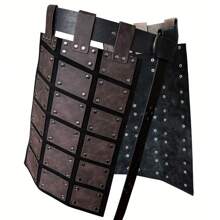Nordic Viking Style Embossed Leather Skirt With Armor Belt, For Cosplay Stage Props - Coffee - View 1