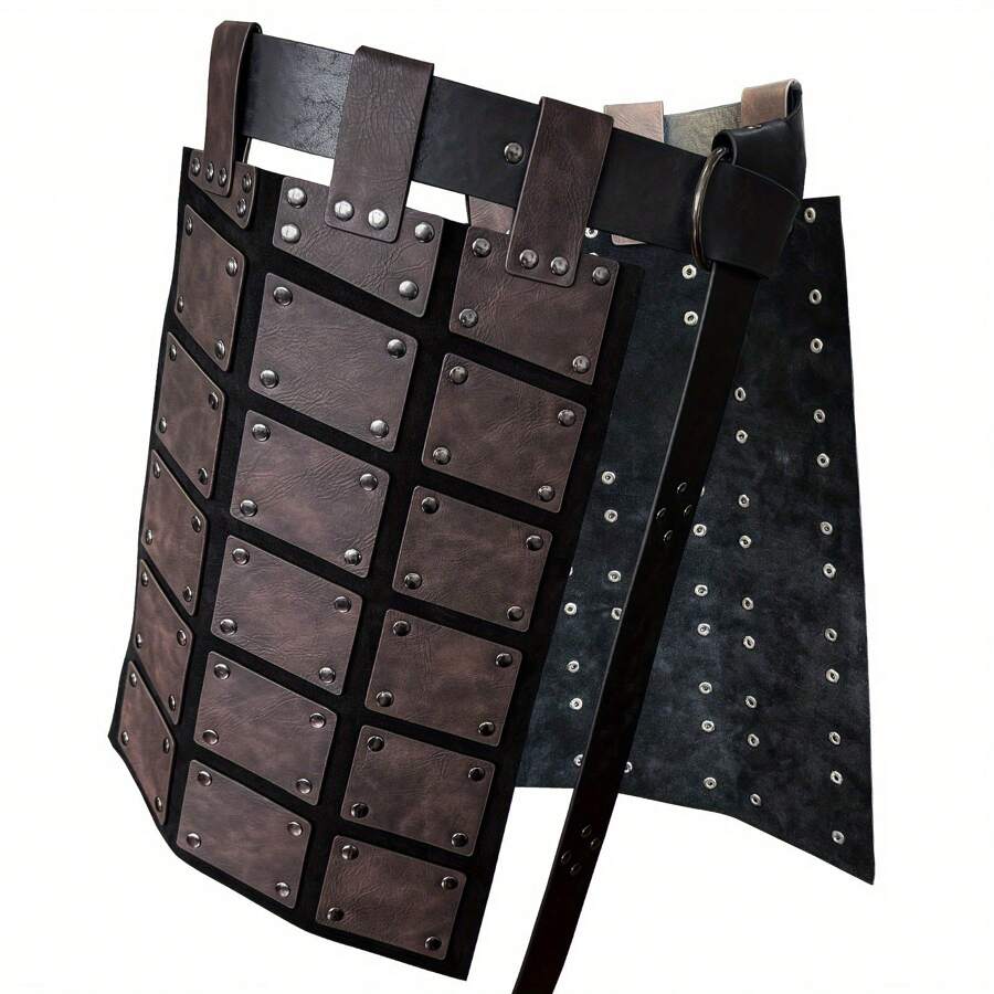 Nordic Viking Style Embossed Leather Skirt With Armor Belt, For Cosplay Stage Props - Coffee - View 1