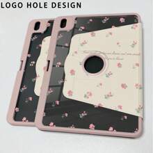 1 pieza, Funda protectora para Tablet Apple Pro 2024 de 13 pulgadas/5ta/6ta/7ta generación o Pro de 11 pulgadas 1ra, 2da generación/Air6 2024 4ta, 5ta generación/8va, 9na generación/10ma generación con ranura para bolígrafo y rotación de 720°, de piel de PU con patrón de pequeñas flores rosas, panel trasero de acrílico rígido y diseño de borde de silicona suave, con función de activación/suspensión automática, a prueba de caídas y golpes, ideal como regalo del Día de San Valentín (por favor lea las instrucciones antes de realizar el pedido)