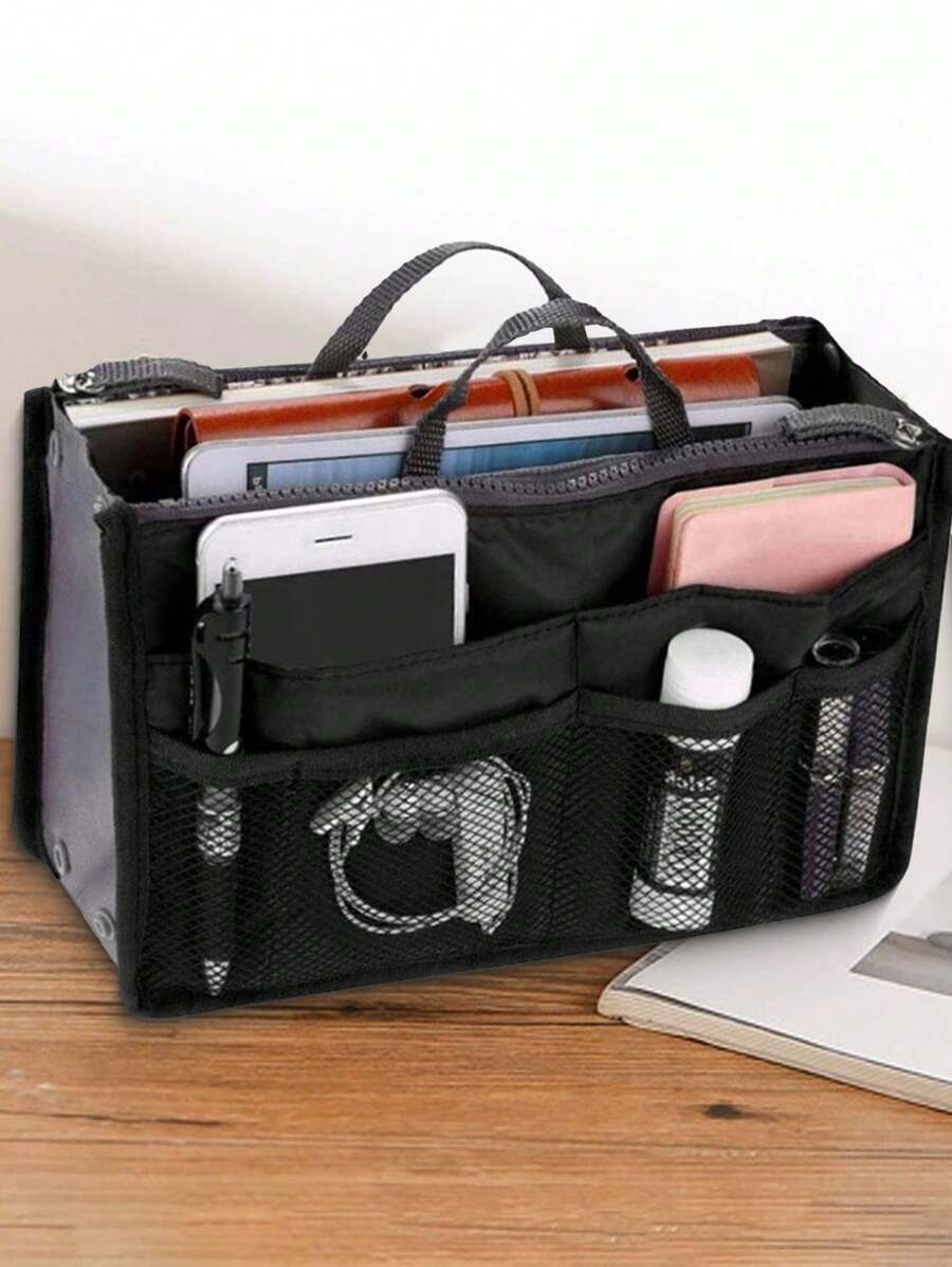 Multi-Functional Dual Folding Storage Bag, Large Capacity Handbag, Thick Organizer Pouch, Travel Electronic Case & Cosmetic Bag - one-size - View 1