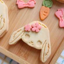 Sheep Rabbit Pattern Cookie Cutter Carrot Bow Shape Biscuit Stamp Easter Day Cake Pastry Bunny Fondant Cake Baking Decoration And Accessories