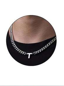 1pc Stainless Steel 26 Letter Fashion Pendant Necklace, Suitable For Daily Wear, Gift For Boyfriend/Girlfriend, Couples