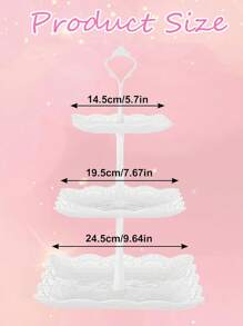 1 pieza Plato de frutas de 3 niveles con relieve blanco, plato exquisito con encaje para mesa de postres, dulces y aperitivos en la sala de estar - Blanco - Ver 3